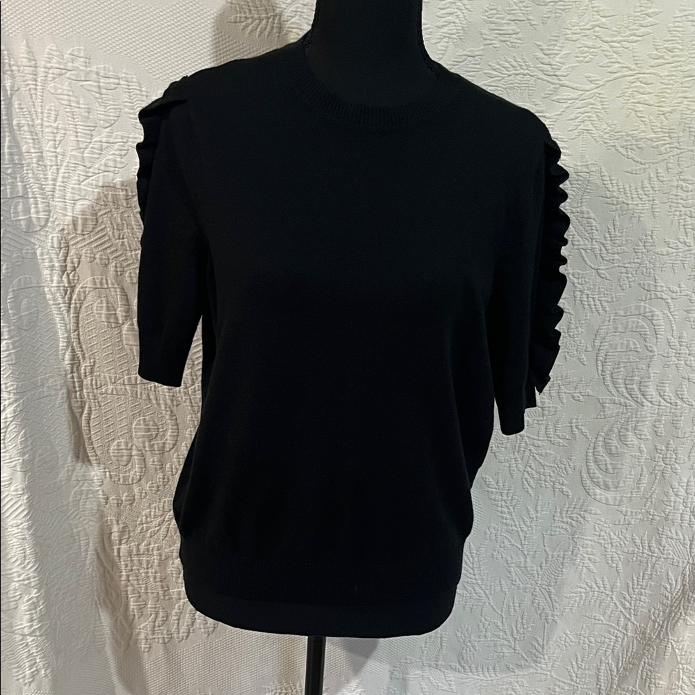 Who What Wear Black Ruffle Sleeve Top, size‎ medium